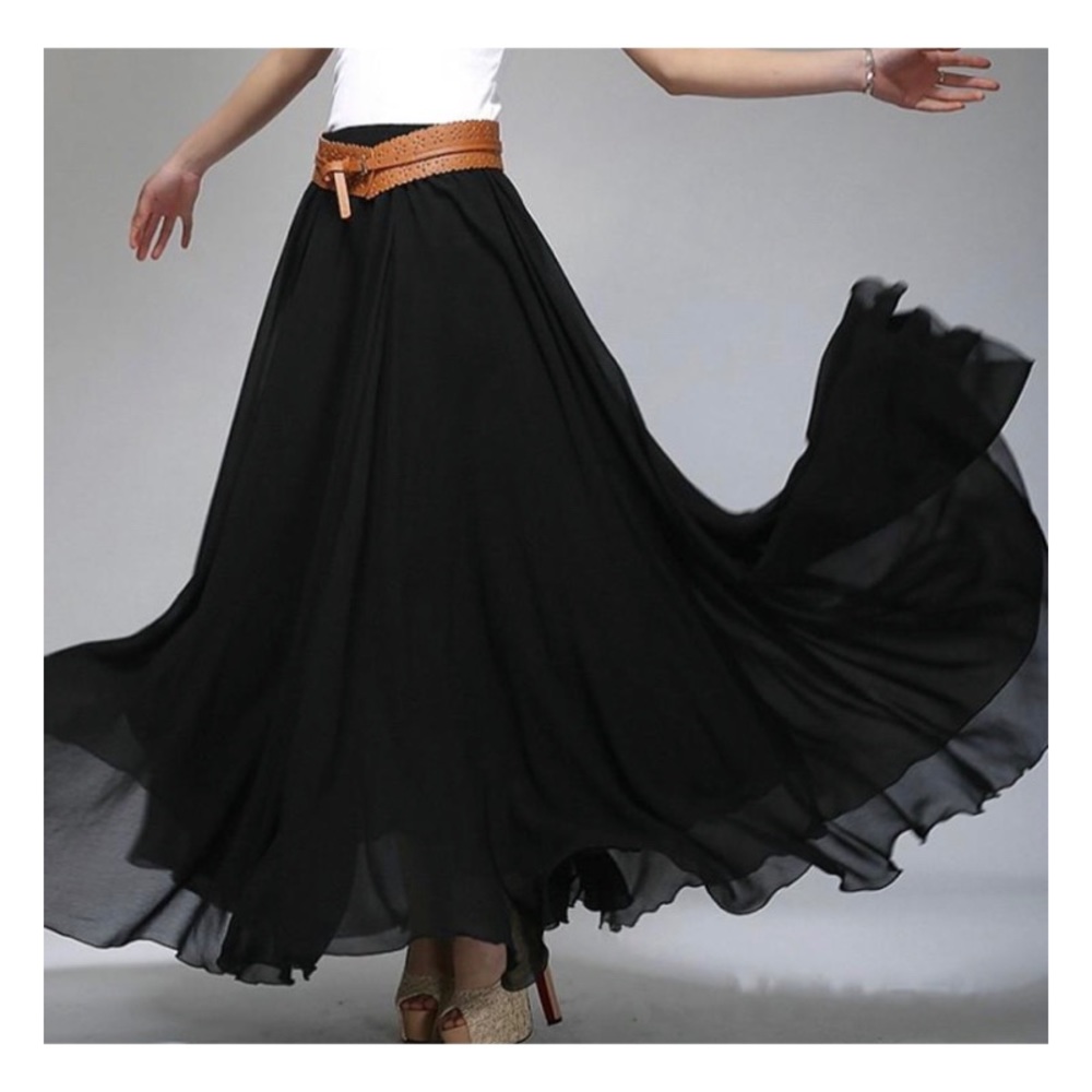 Black Chiffon Maxi Skirt